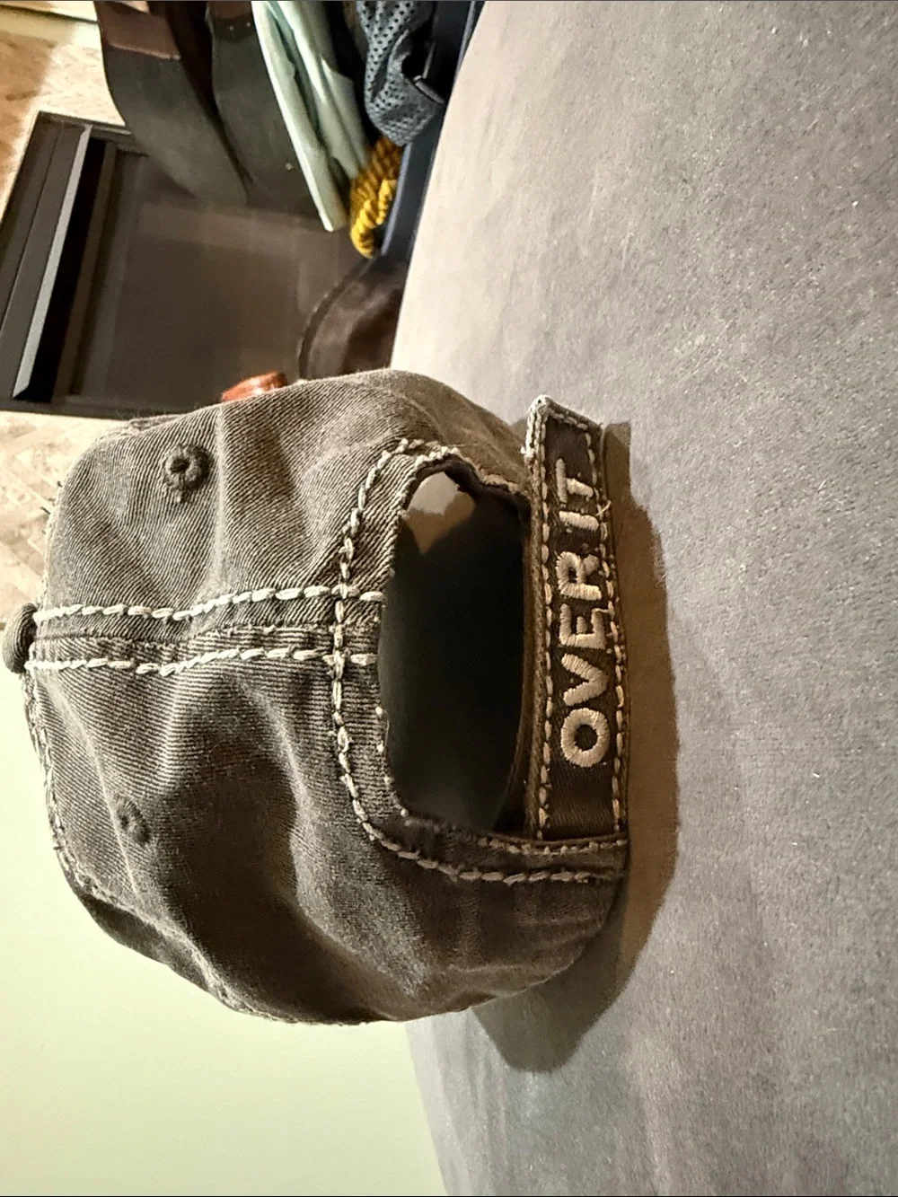 Women’s Gray Distressed Cap with Colorful Rainbow 